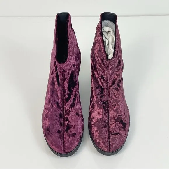 NEW Toni Pons Finley Pull On Bootie Boots Burgundy Lycra Velvet 40