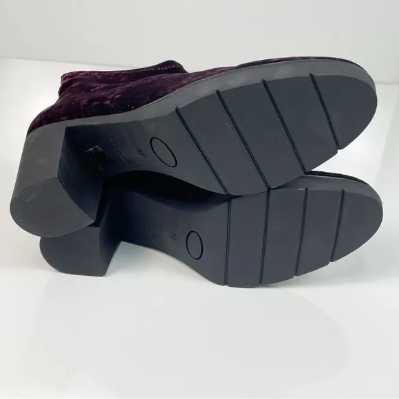 NEW Toni Pons Finley Pull On Bootie Boots Burgundy Lycra Velvet 40