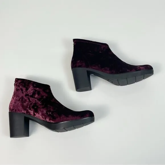 NEW Toni Pons Finley Pull On Bootie Boots Burgundy Lycra Velvet 40