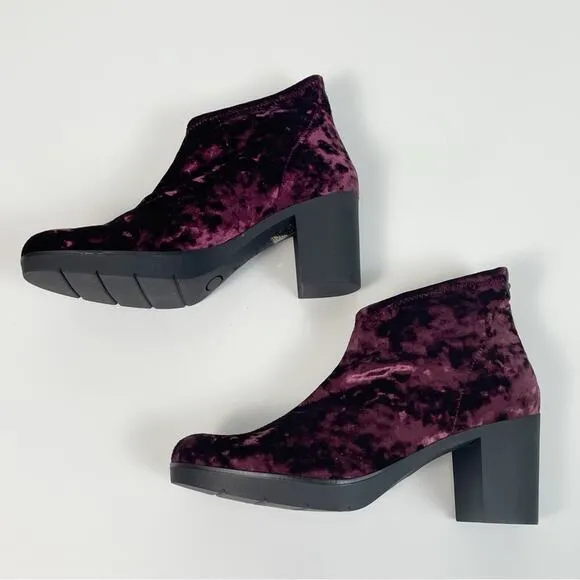 NEW Toni Pons Finley Pull On Bootie Boots Burgundy Lycra Velvet 40