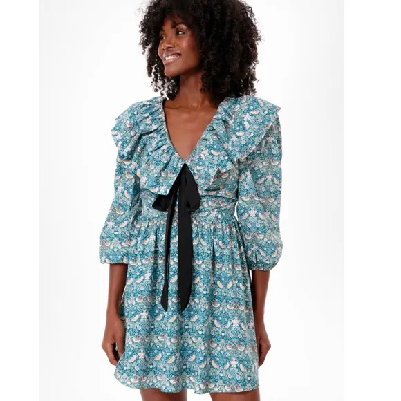 NEW Tuckernuck Hyacinth House Ruffle Collar Birdsong Mini Dress Small