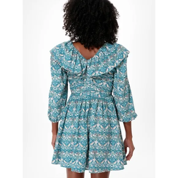 NEW Tuckernuck Hyacinth House Ruffle Collar Birdsong Mini Dress Small