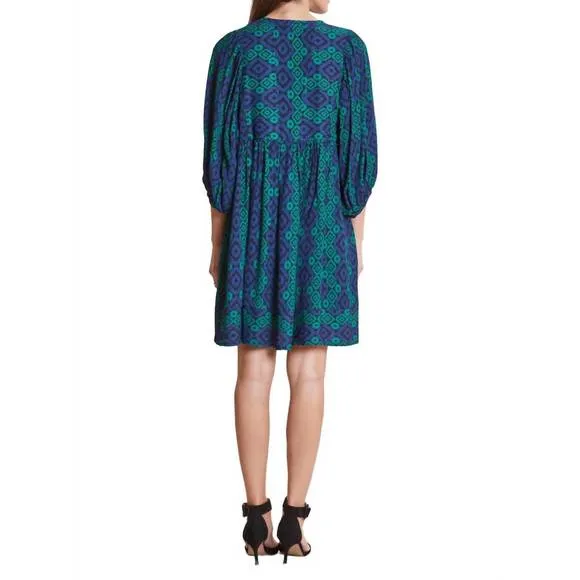 NEW TYLER BOE janet crepe tapestry dress in blue multi