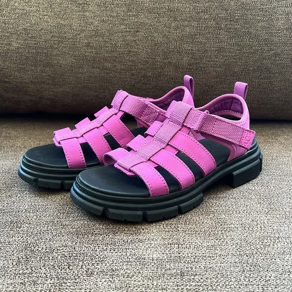 New UGG Ashton Multistrap Chunky Sandals Girls Size 2 (Youth) in Pink