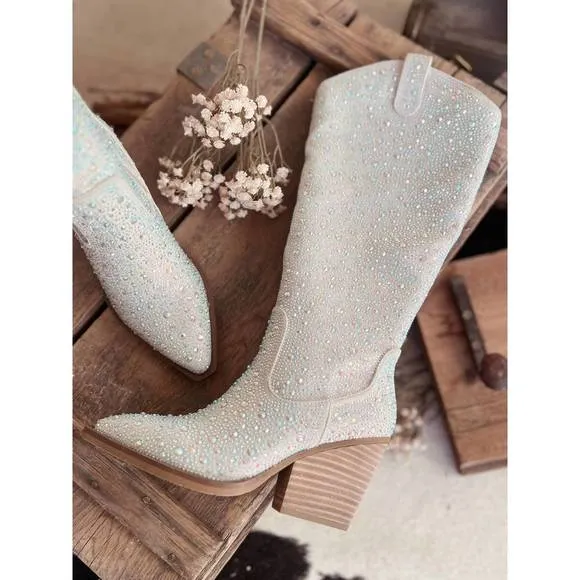 NEW VERY G women's tall cadillac boots in silver
