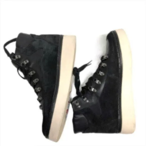 NEW Vince Black Leather Suede High-Top Boho Business Casual Everyday Sneakers 9