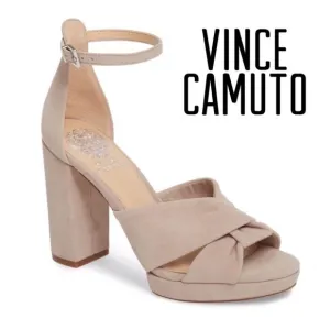 NEW Vince Camuto Beige Suede Platform Sandal Size 10