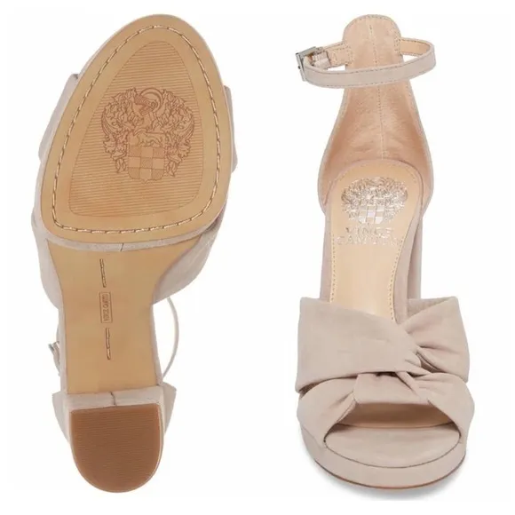 NEW Vince Camuto Beige Suede Platform Sandal Size 10