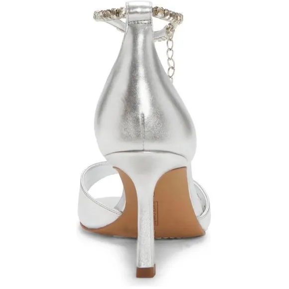 NEW Vince Camuto Size 8.5 Women's Evensa Chain Strap Sandal - Pewter