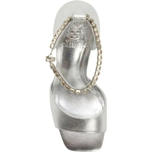 NEW Vince Camuto Size 8.5 Women's Evensa Chain Strap Sandal - Pewter