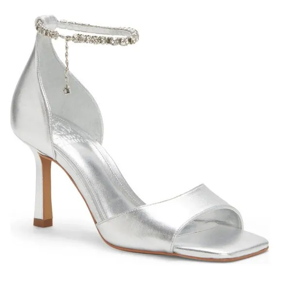 NEW Vince Camuto Size 8.5 Women's Evensa Chain Strap Sandal - Pewter