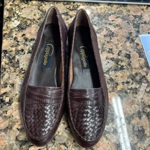 NEW vintage Pappagallo Brown woven leather flats women’s slip on size 6