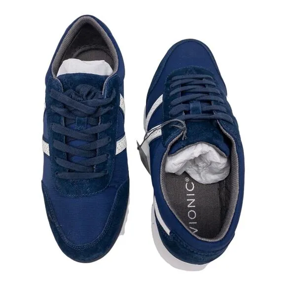 New Vionic Men's Comfort Ansel Suede Orthopedic Lace Up Sneakers 7 Blue &amp; White