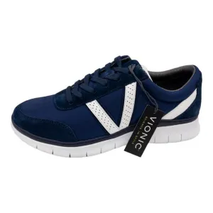 New Vionic Men's Comfort Ansel Suede Orthopedic Lace Up Sneakers 7 Blue &amp; White