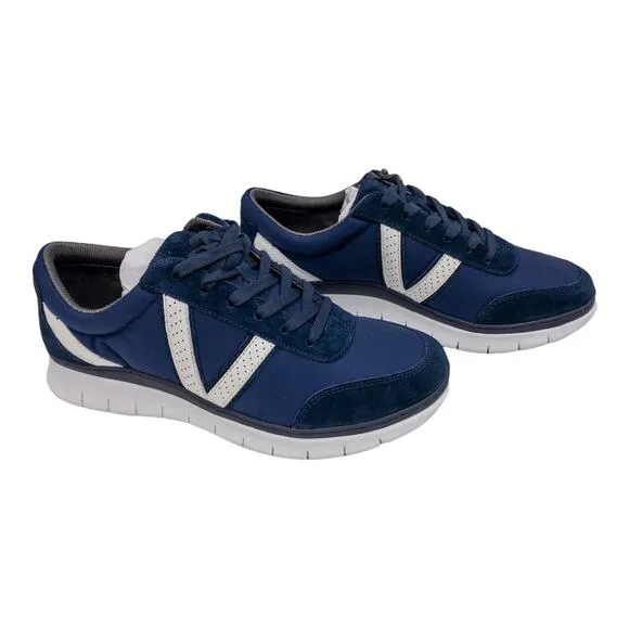 New Vionic Men's Comfort Ansel Suede Orthopedic Lace Up Sneakers 7 Blue &amp; White