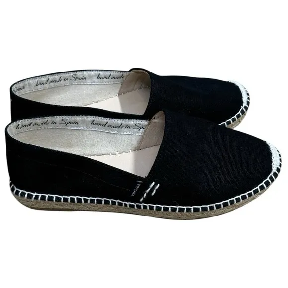 New VISCATA Llafranc Canvas Espadrille Flats White Stitching Cotton Canvas Sz 8