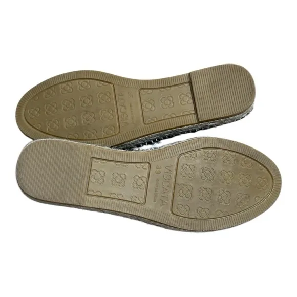 New VISCATA Llafranc Canvas Espadrille Flats White Stitching Cotton Canvas Sz 8
