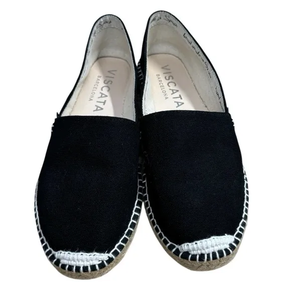 New VISCATA Llafranc Canvas Espadrille Flats White Stitching Cotton Canvas Sz 8