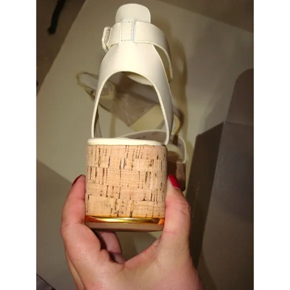 New Womens 11 M Sandals Shoes Franco Sarto Wedge Terry Platform Ivory Cream