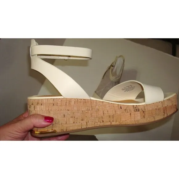 New Womens 11 M Sandals Shoes Franco Sarto Wedge Terry Platform Ivory Cream