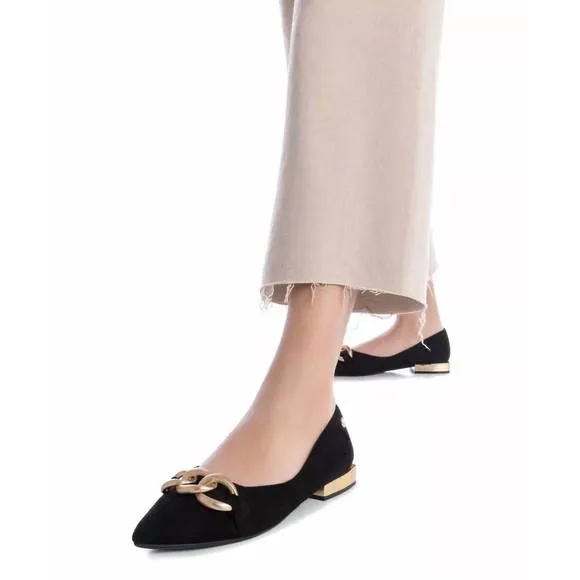 NEW XTI women's suede ballet flats shoes in black