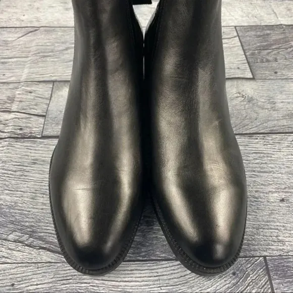 NEW zara bootie black leather ankle boots elastic GUSSET pull on womens 11 EU 42