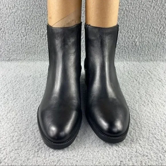 NEW zara bootie black leather ankle boots elastic GUSSET pull on womens 11 EU 42
