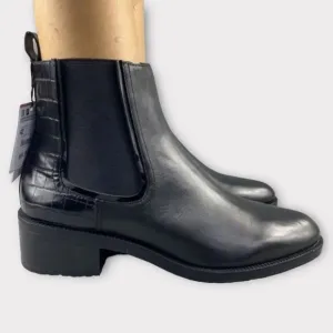 NEW zara bootie black leather ankle boots elastic GUSSET pull on womens 11 EU 42