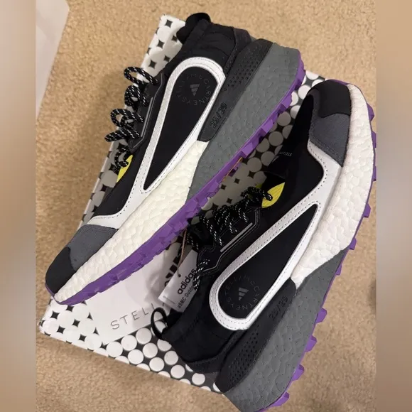 NEW⚠️Adidas by Stella McCartney Outdoorboost 2.0 Black/Purple/Yellow Size 8
