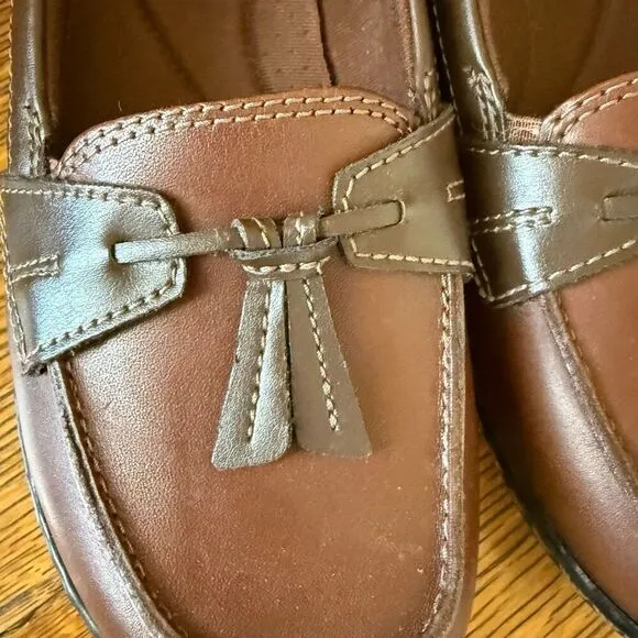 NEW Clarks Ashland Bubble Two Tone Brown Slip On Loafer Sz 7.5 Academia, Preppy