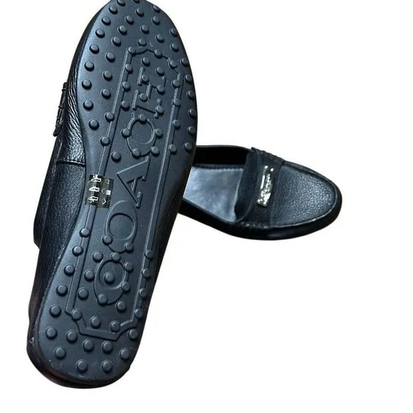 New Coach Fredrica Leather Slip On Loafers Black 6.5B
