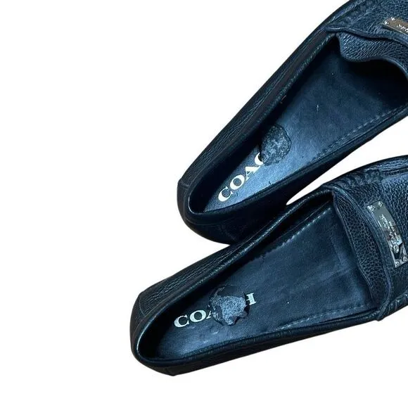 New Coach Fredrica Leather Slip On Loafers Black 6.5B