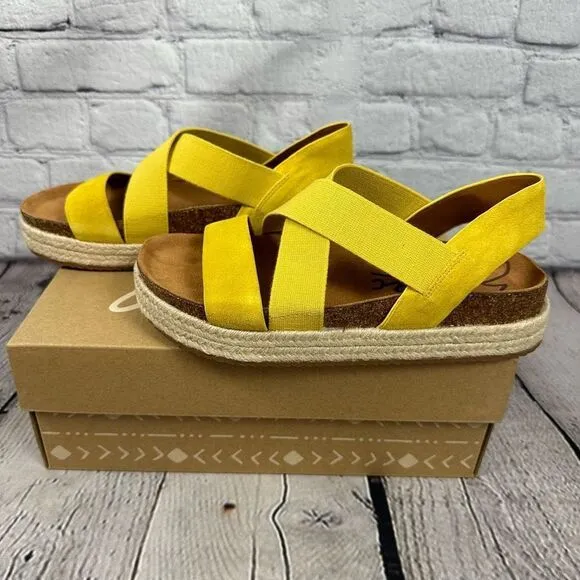 NEW Zodiac Women’s Savannah Platform Slingback Sandals in Lemon/Yellow 7M