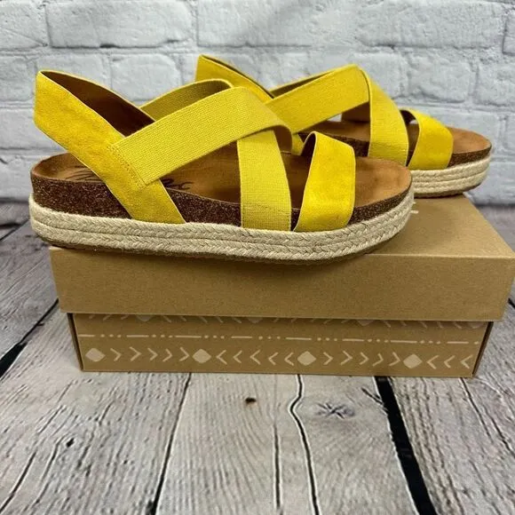 NEW Zodiac Women’s Savannah Platform Slingback Sandals in Lemon/Yellow 7M