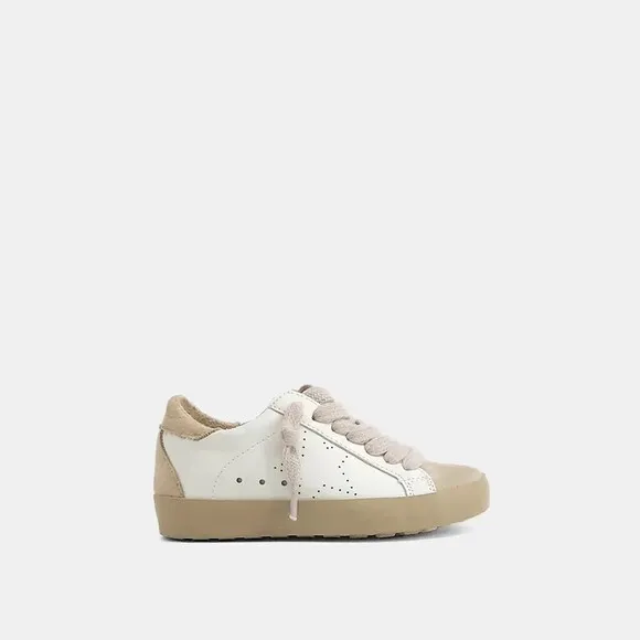 NIB &quot;SHU SHOP&quot; SHOE MIA SNEAKER TODDLER 12 LACES IVORY/BEIGE STAR MSRP $69.90