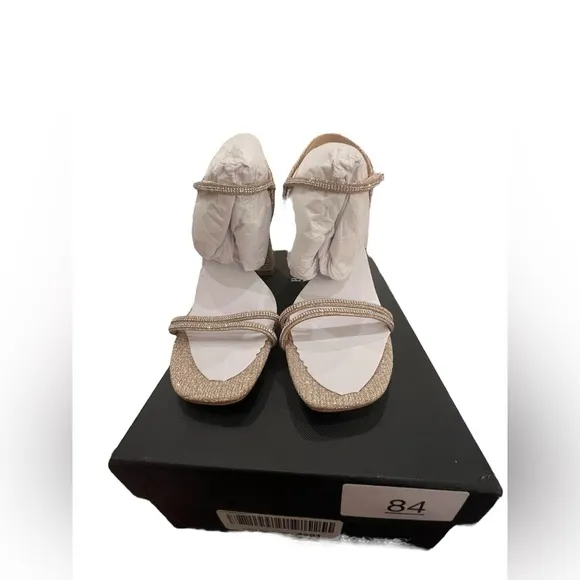 NIB Badgley Mischka Women’s Firey Heeled Sandals in Gold in size 7