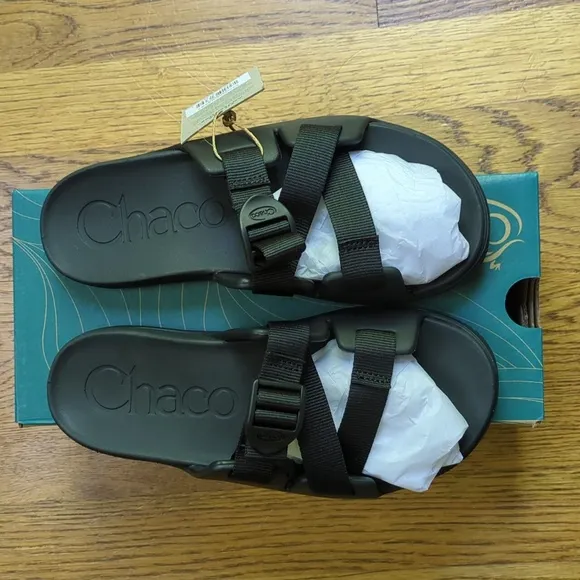 NIB Chaco Chillos Slide Sandals Black Adjustable Strap Sandal Kid's Size 4
