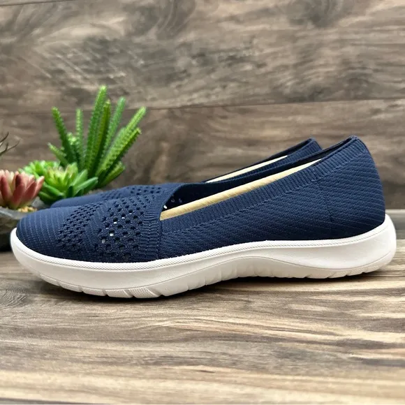 NIB Clarks Cloudsteppers 8W WIDE Adella Moon Knit Slip On Shoes Loafers Flats