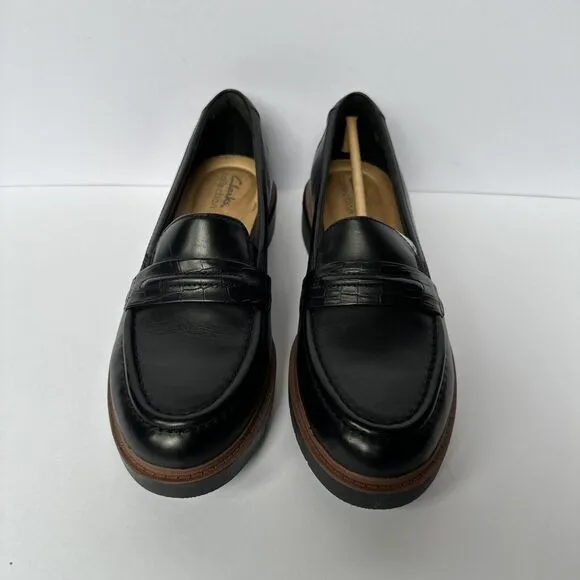 NIB Clarks Westlynn Bay Black Leather Slip-On Loafers Size 8.5