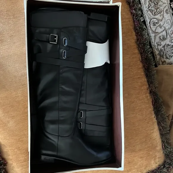 NIB Coach Cayden Smooth Nappa pull on black leather boots!