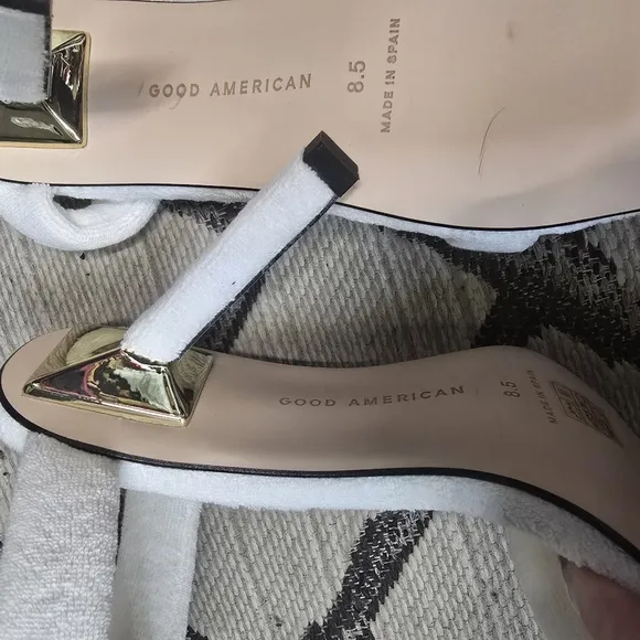 NIB Good American Women's Terry Slip On High Heel Sandals White SZ 8.5