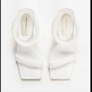 NIB Good American Women's Terry Slip On High Heel Sandals White SZ 8.5
