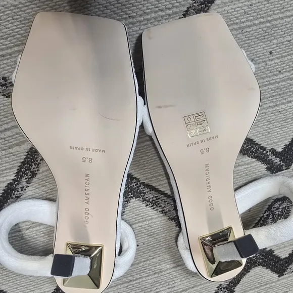 NIB Good American Women's Terry Slip On High Heel Sandals White SZ 8.5
