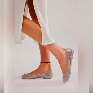 NIB Jeffrey Campbell So Clear Slip-On Ballet Flats - Silver Glitter