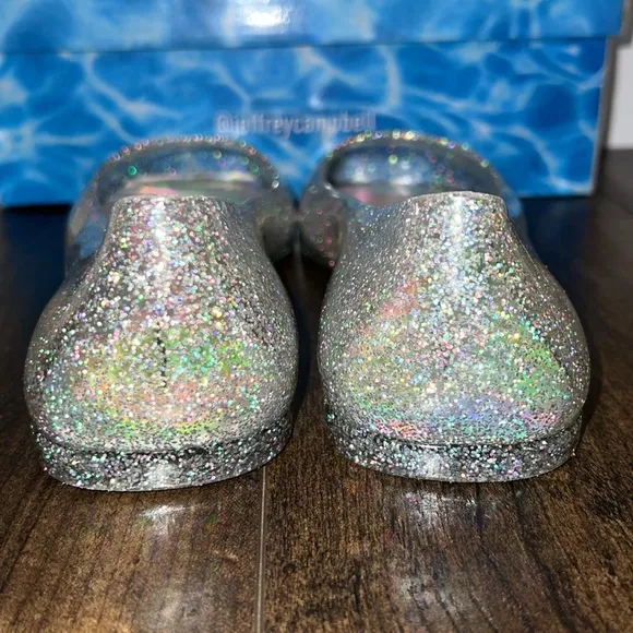 NIB Jeffrey Campbell So Clear Slip-On Ballet Flats - Silver Glitter