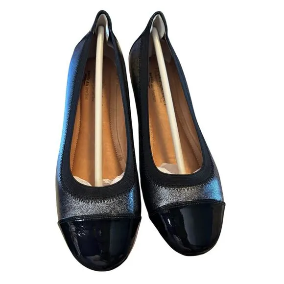 NIB Josef Seibel Pewter Black Flats Women's Size EU 36 US 5.5 M Patent Pippa
