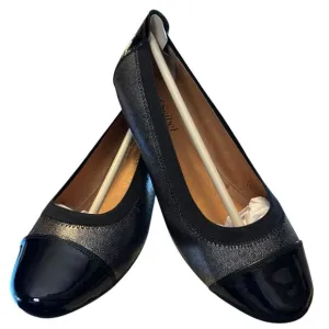 NIB Josef Seibel Pewter Black Flats Women's Size EU 36 US 5.5 M Patent Pippa