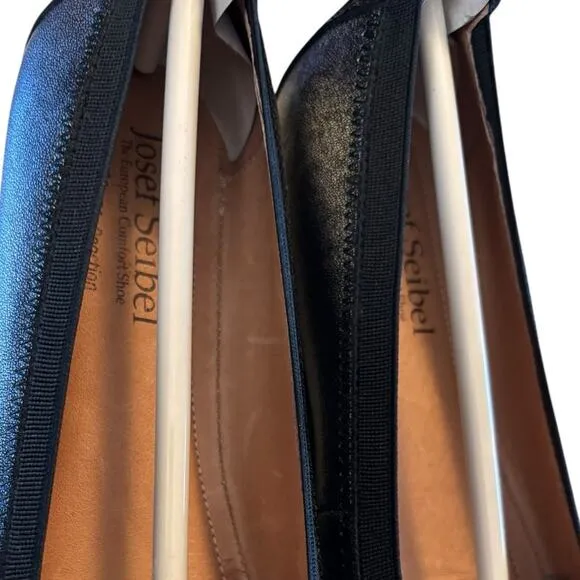 NIB Josef Seibel Pewter Black Flats Women's Size EU 36 US 5.5 M Patent Pippa