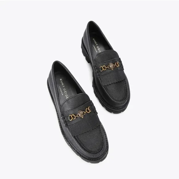NIB Kurt Geiger Leather Carnaby Chunky Loafers, Black size EU 38.5 or US 8