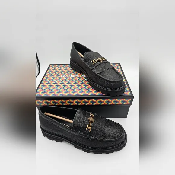 NIB Kurt Geiger Leather Carnaby Chunky Loafers, Black size EU 38.5 or US 8
